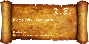 Koczián Barbara névjegykártya